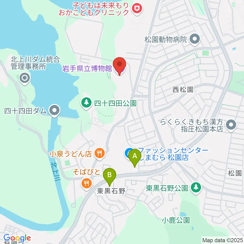 岩手県立博物館周辺のコンビニエンスストア一覧地図