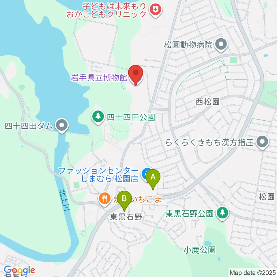 岩手県立博物館周辺のコンビニエンスストア一覧地図