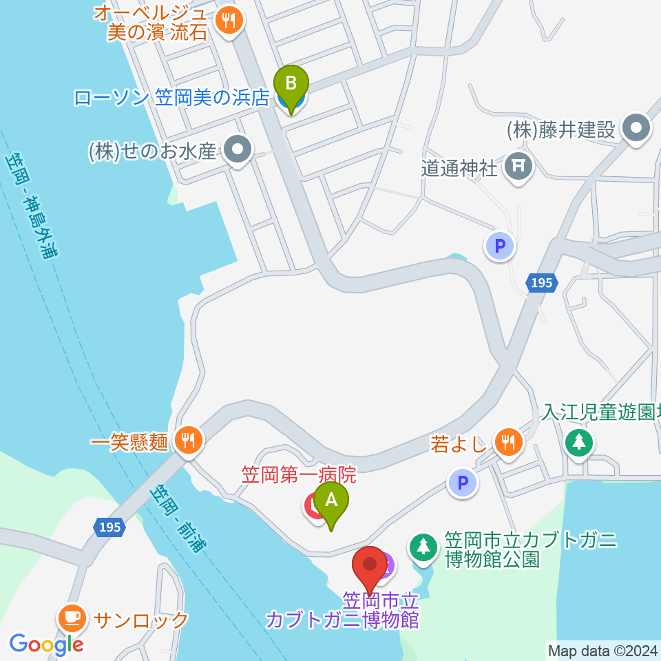 笠岡市立カブトガニ博物館周辺のコンビニエンスストア一覧地図