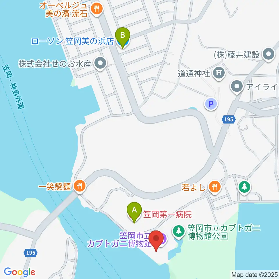 笠岡市立カブトガニ博物館周辺のコンビニエンスストア一覧地図