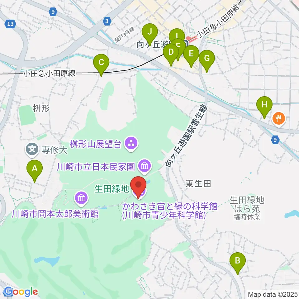 かわさき宙(そら)と緑の科学館周辺のコンビニエンスストア一覧地図