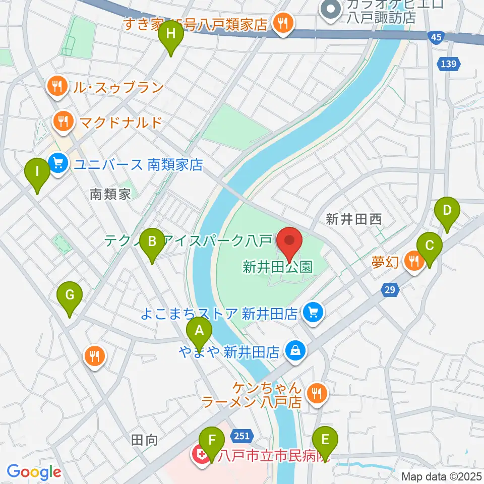 テクノルアイスパーク八戸周辺のコンビニエンスストア一覧地図