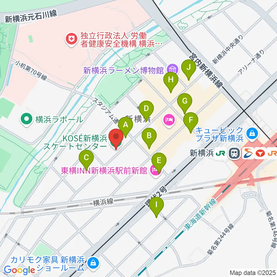 KOSÉ新横浜スケートセンター周辺のコンビニエンスストア一覧地図