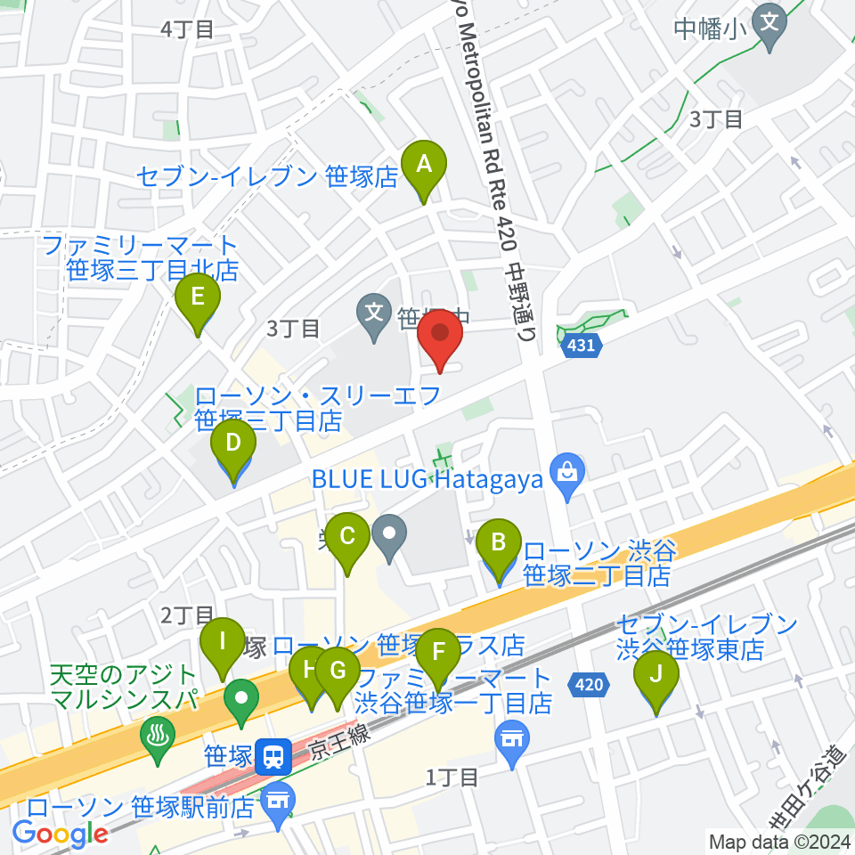 Majestic Studio周辺のコンビニエンスストア一覧地図