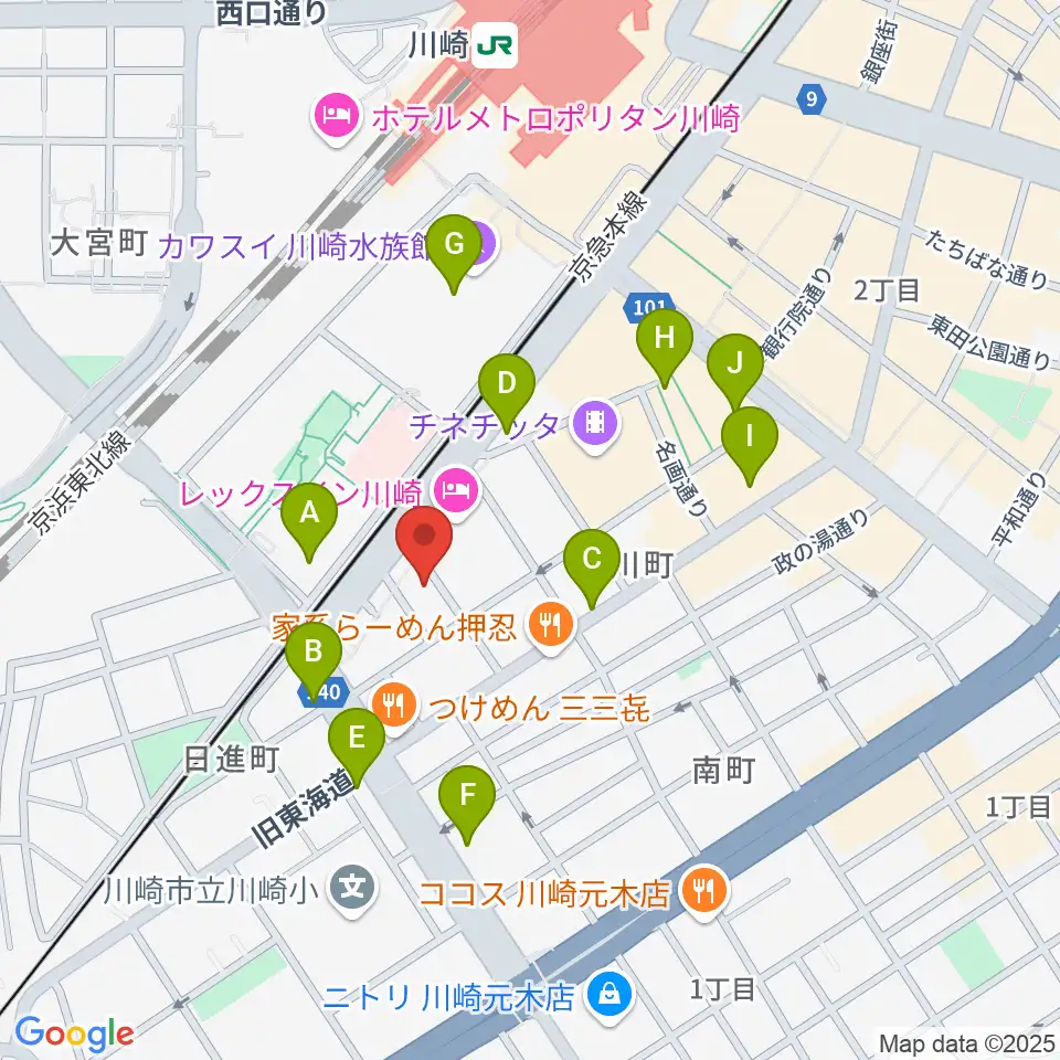 STUDIO楽 川崎店周辺のコンビニエンスストア一覧地図