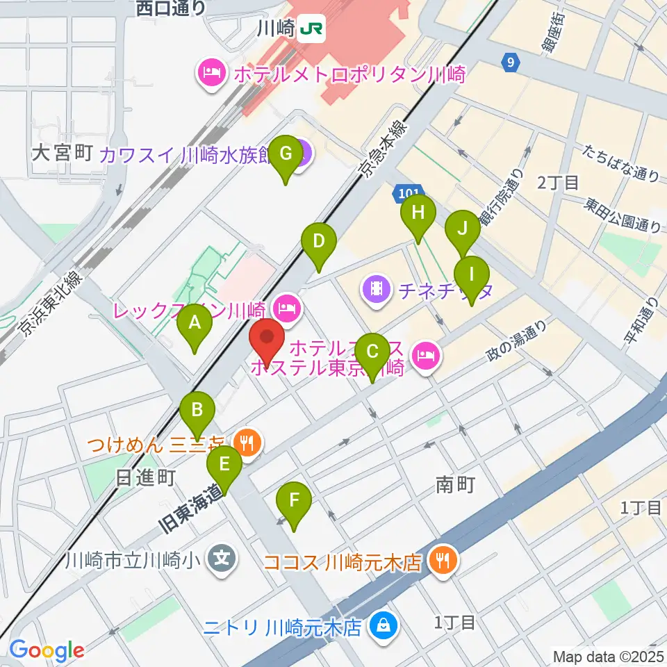 STUDIO楽 川崎店周辺のコンビニエンスストア一覧地図