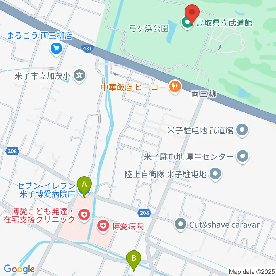 鳥取県立武道館周辺のコンビニエンスストア一覧地図