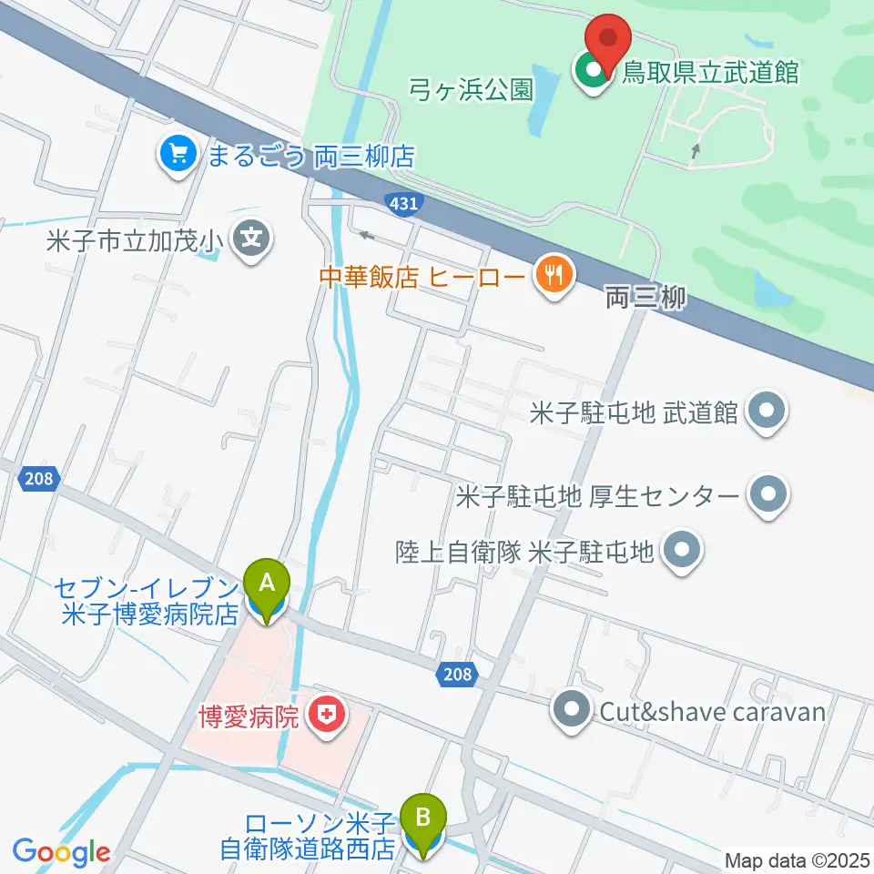 鳥取県立武道館周辺のコンビニエンスストア一覧地図