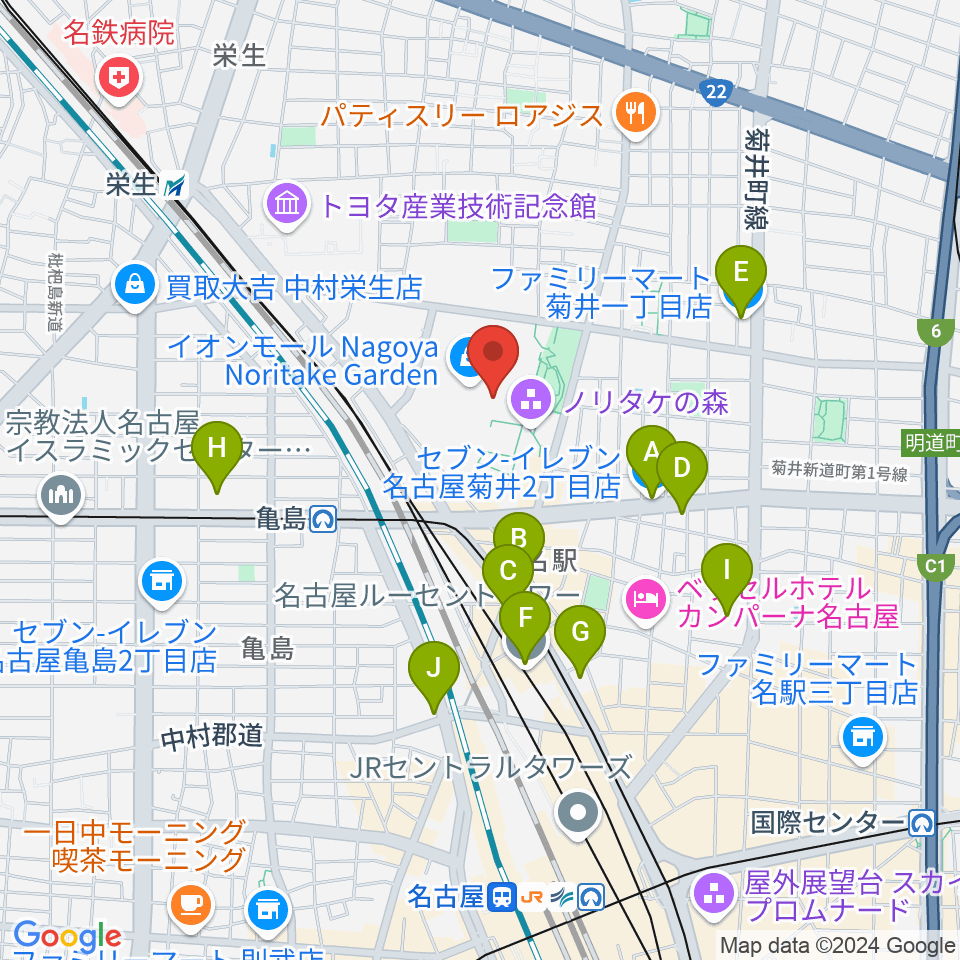 プラネタリウム満天NAGOYA周辺のコンビニエンスストア一覧地図