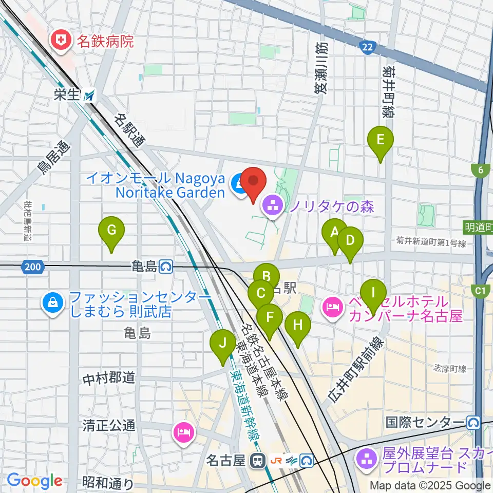 プラネタリウム満天NAGOYA周辺のコンビニエンスストア一覧地図
