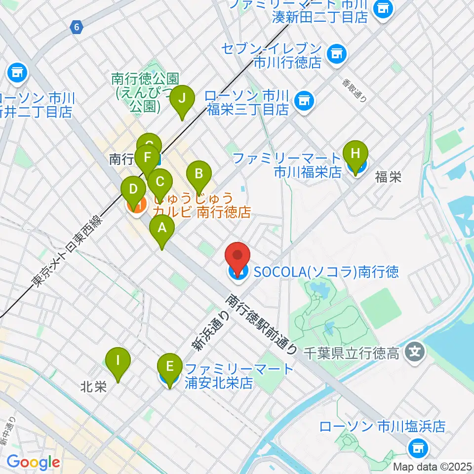 島村楽器SOCOLA 南行徳店周辺のコンビニエンスストア一覧地図