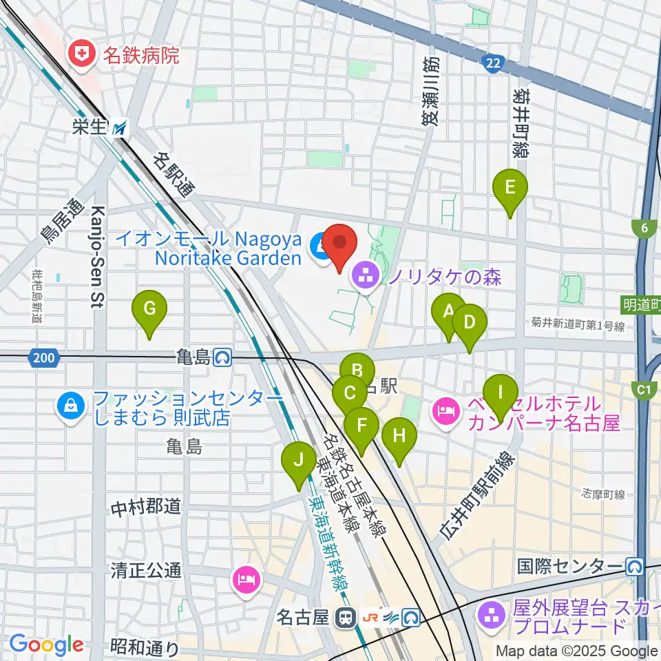 島村楽器 名古屋則武新町店周辺のコンビニエンスストア一覧地図