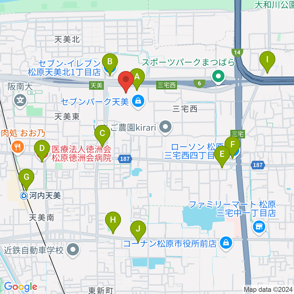 島村楽器 セブンパーク天美店周辺のコンビニエンスストア一覧地図