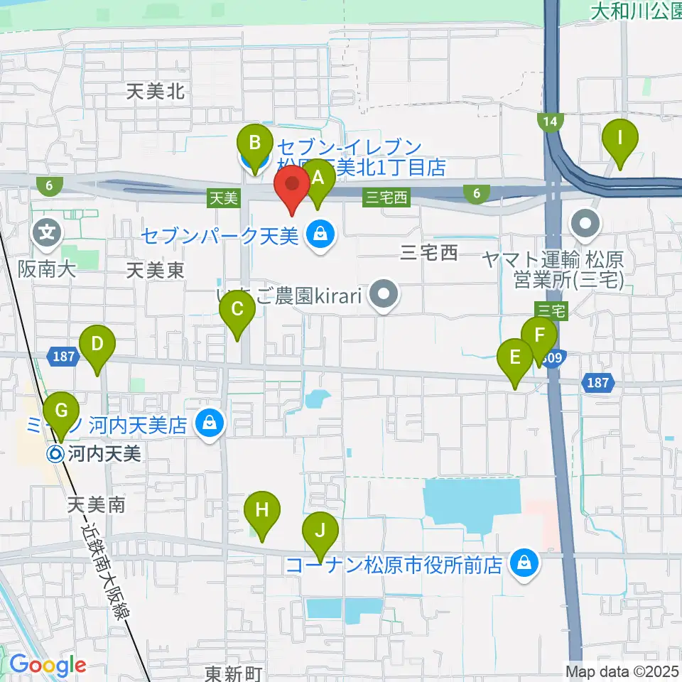 島村楽器 セブンパーク天美店周辺のコンビニエンスストア一覧地図