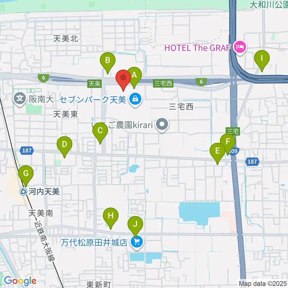 島村楽器 セブンパーク天美店周辺のコンビニエンスストア一覧地図
