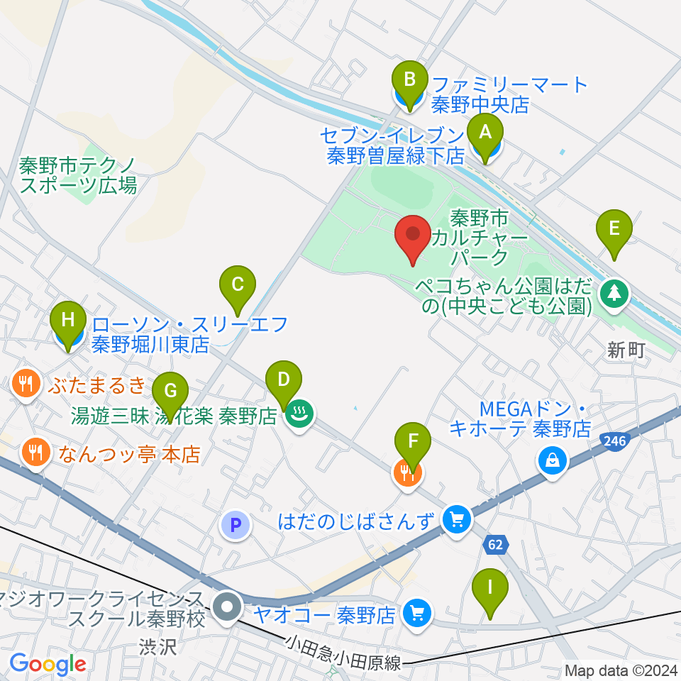 メタックス体育館はだの周辺のコンビニエンスストア一覧地図