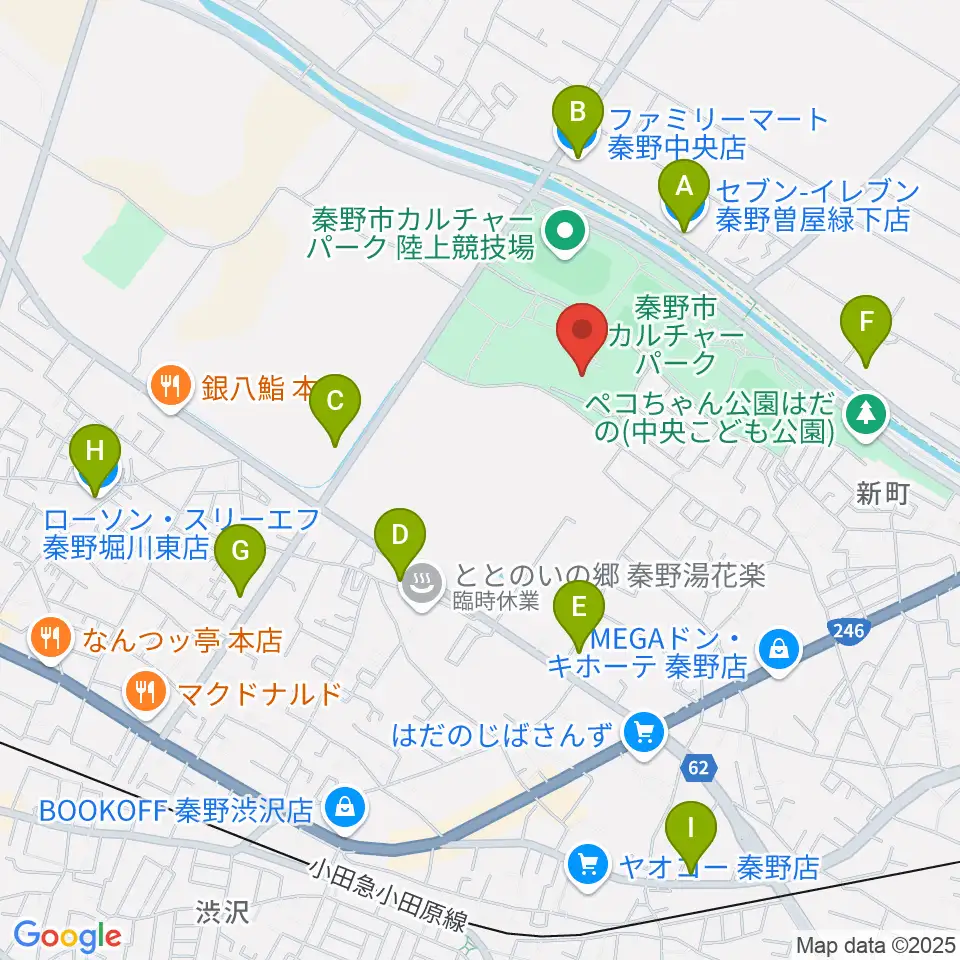 メタックス体育館はだの周辺のコンビニエンスストア一覧地図