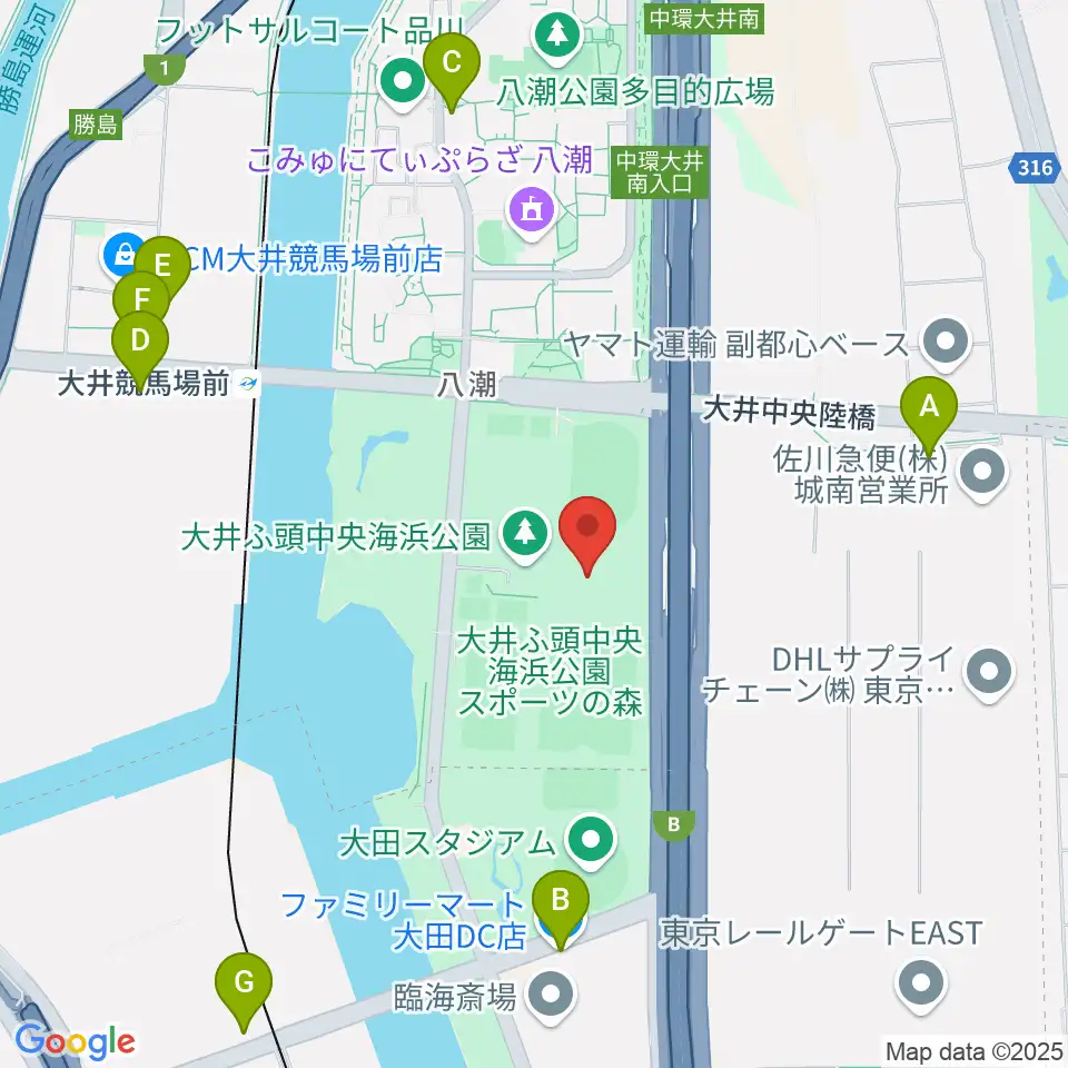 大井ホッケー競技場周辺のコンビニエンスストア一覧地図