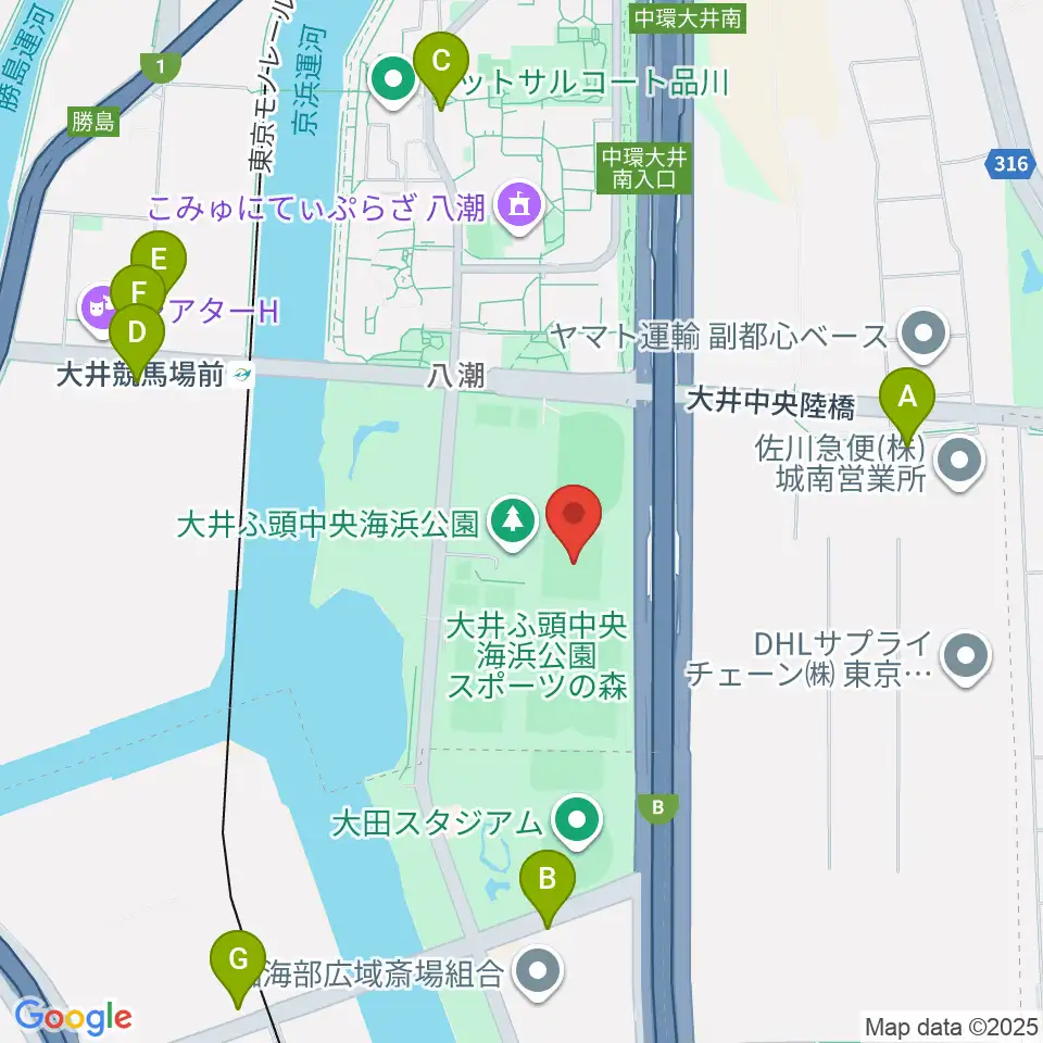 大井ホッケー競技場周辺のコンビニエンスストア一覧地図