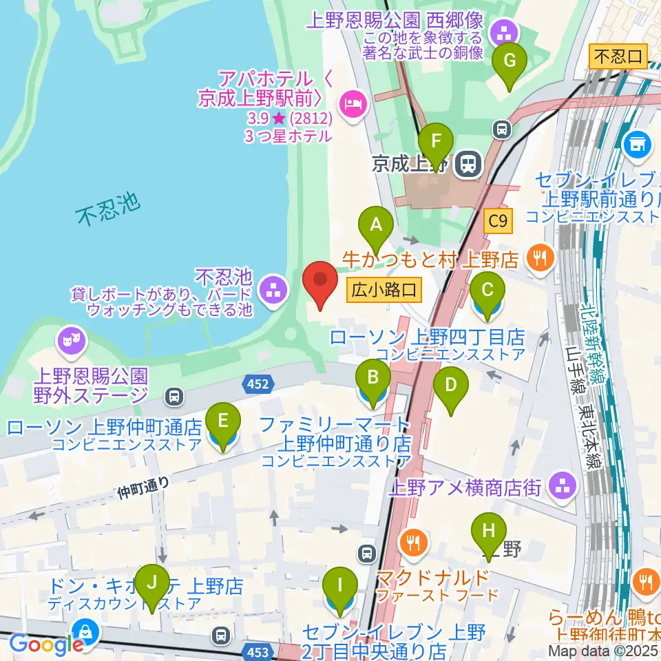 したまちミュージアム周辺のコンビニエンスストア一覧地図