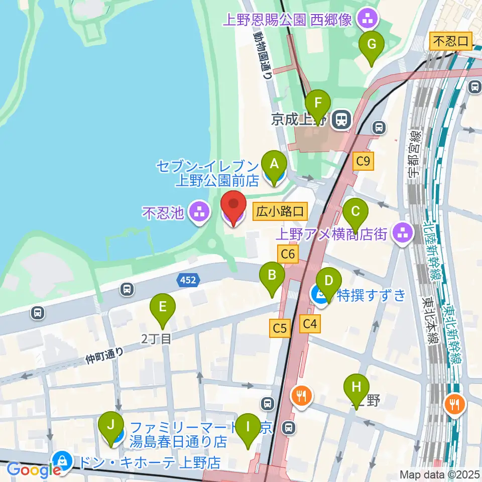 したまちミュージアム周辺のコンビニエンスストア一覧地図
