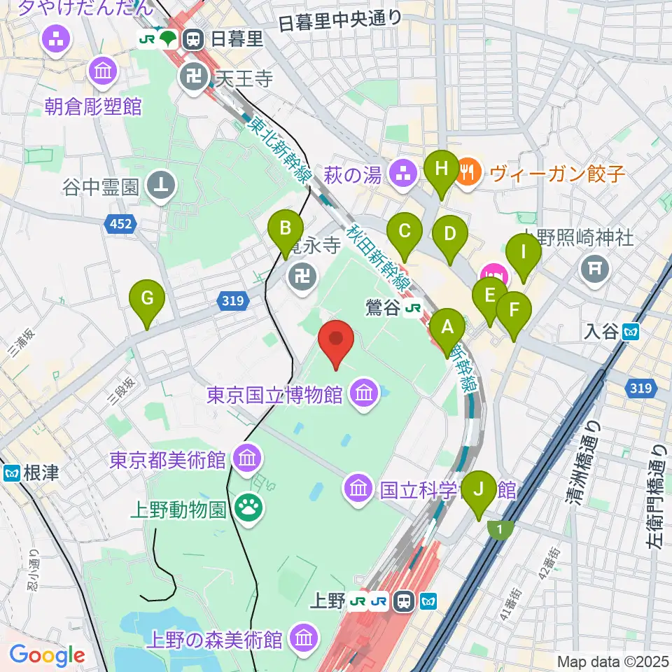 東京国立博物館・平成館周辺のコンビニエンスストア一覧地図