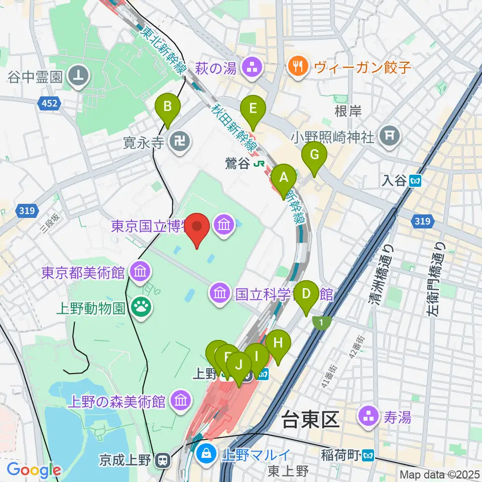 東京国立博物館・表慶館周辺のコンビニエンスストア一覧地図