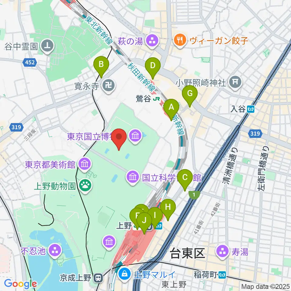 東京国立博物館・表慶館周辺のコンビニエンスストア一覧地図