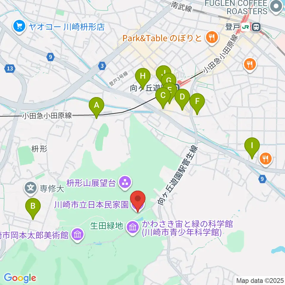 川崎市立日本民家園周辺のコンビニエンスストア一覧地図