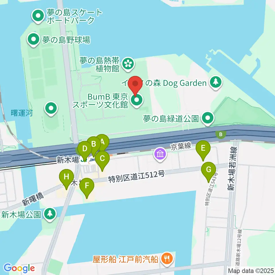 BumB東京スポーツ文化館周辺のコンビニエンスストア一覧地図