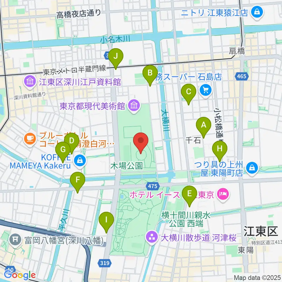 木場公園イベント広場 野外ステージ周辺のコンビニエンスストア一覧地図