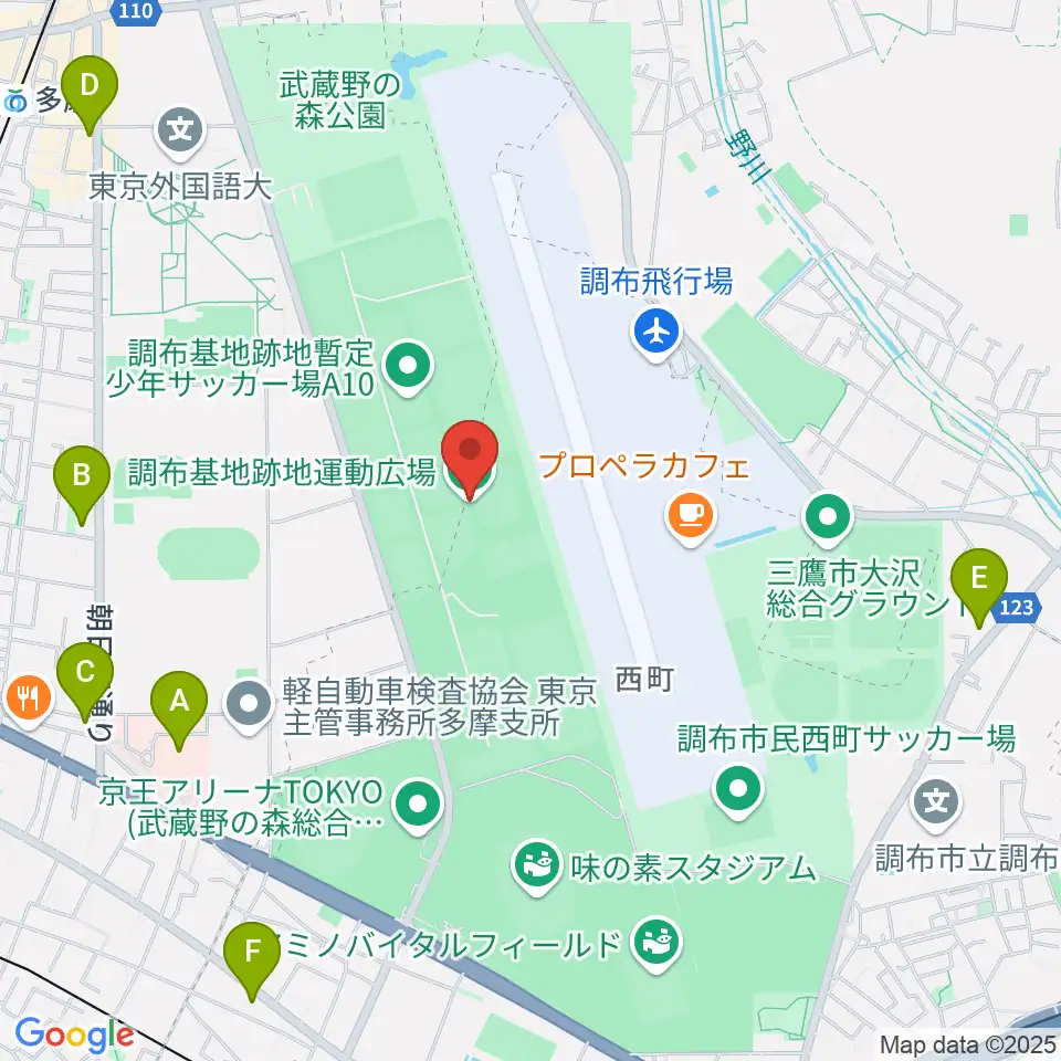 調布基地跡地運動広場周辺のコンビニエンスストア一覧地図