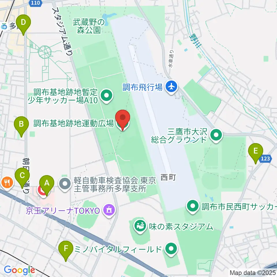 調布基地跡地運動広場周辺のコンビニエンスストア一覧地図