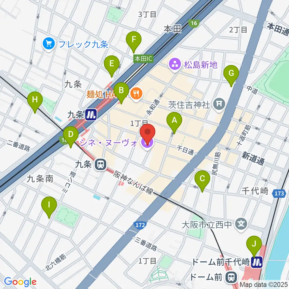 シネ・ヌーヴォ周辺のコンビニエンスストア一覧地図