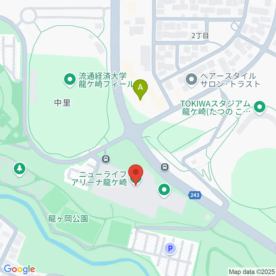 ニューライフアリーナ龍ケ崎周辺のコンビニエンスストア一覧地図