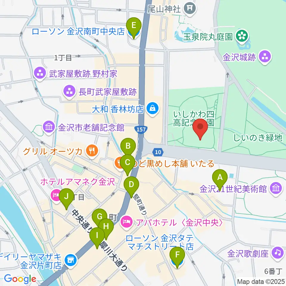 石川四高記念文化交流館周辺のコンビニエンスストア一覧地図