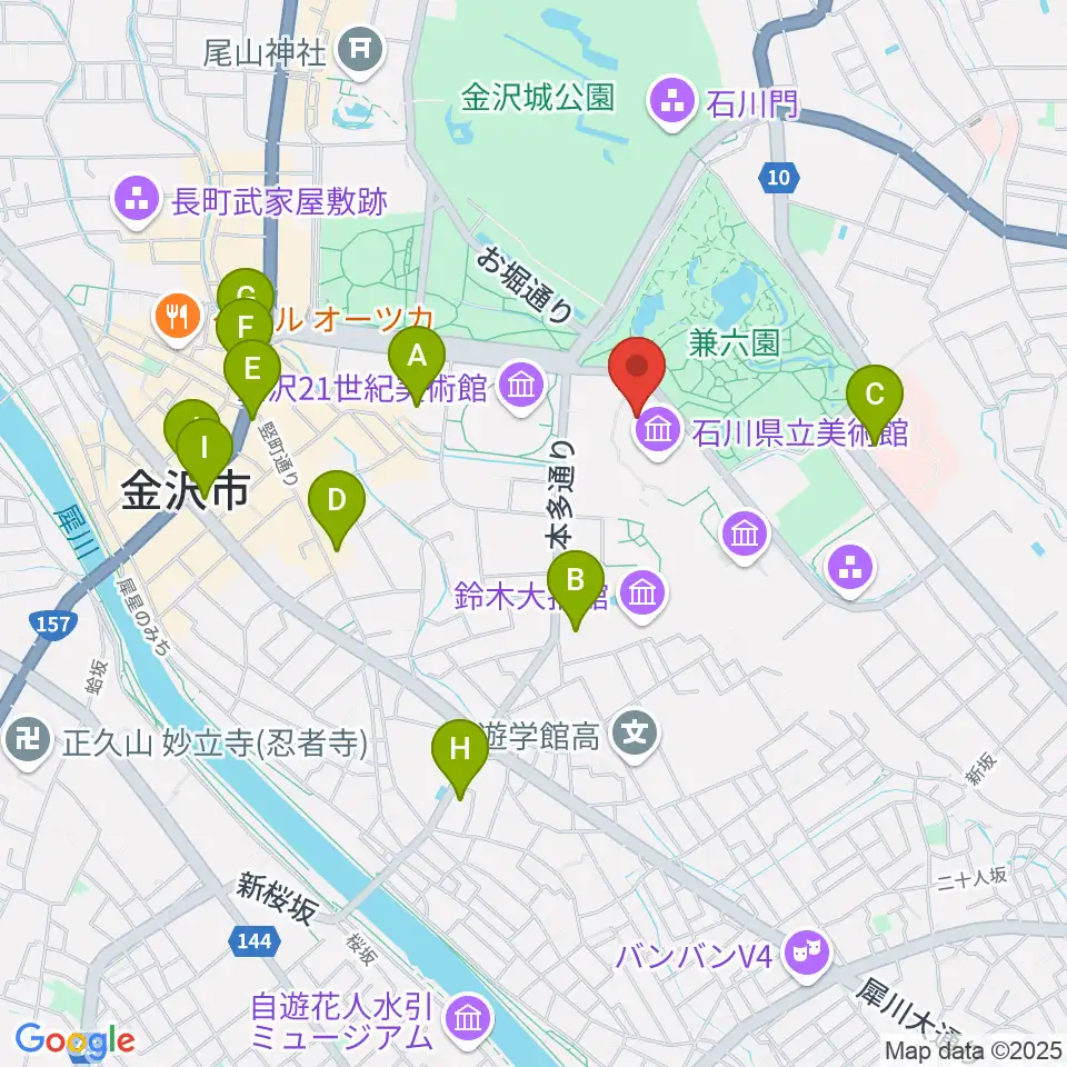 石川県立美術館広坂別館周辺のコンビニエンスストア一覧地図