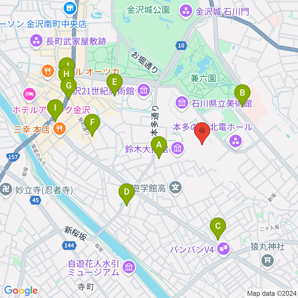 加賀本多博物館周辺のコンビニエンスストア一覧地図