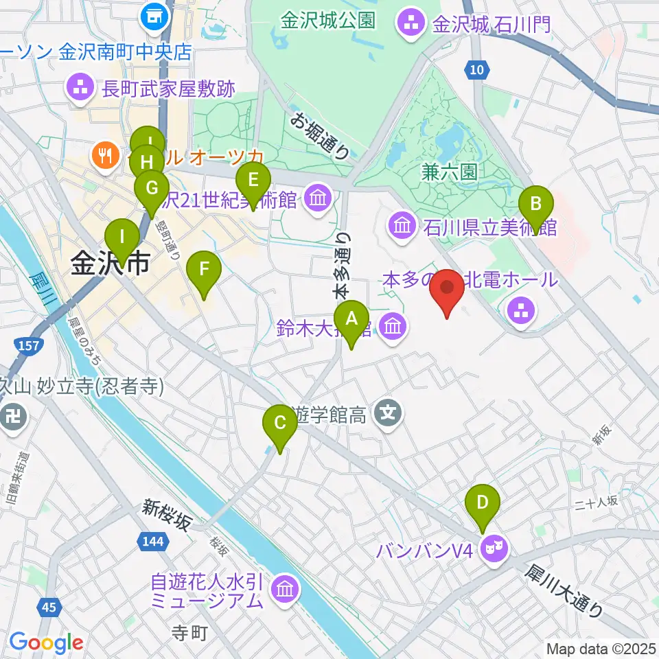 加賀本多博物館周辺のコンビニエンスストア一覧地図