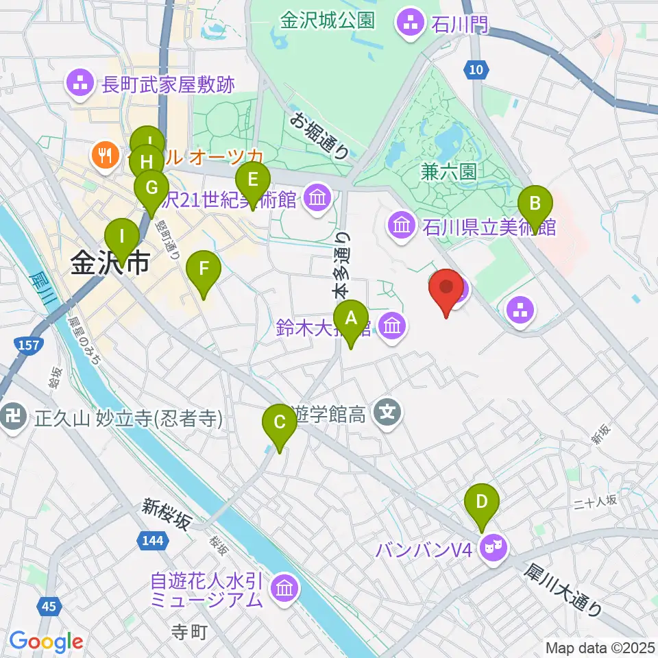 加賀本多博物館周辺のコンビニエンスストア一覧地図