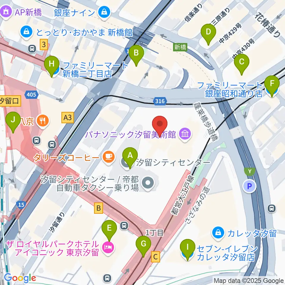 旧新橋停車場 鉄道歴史展示室周辺のコンビニエンスストア一覧地図