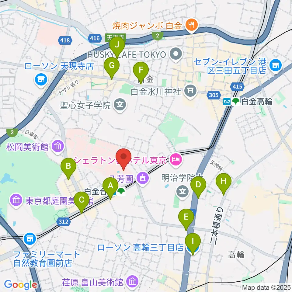 港区立郷土歴史館周辺のコンビニエンスストア一覧地図