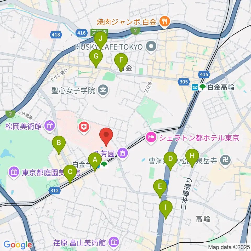 港区立郷土歴史館周辺のコンビニエンスストア一覧地図