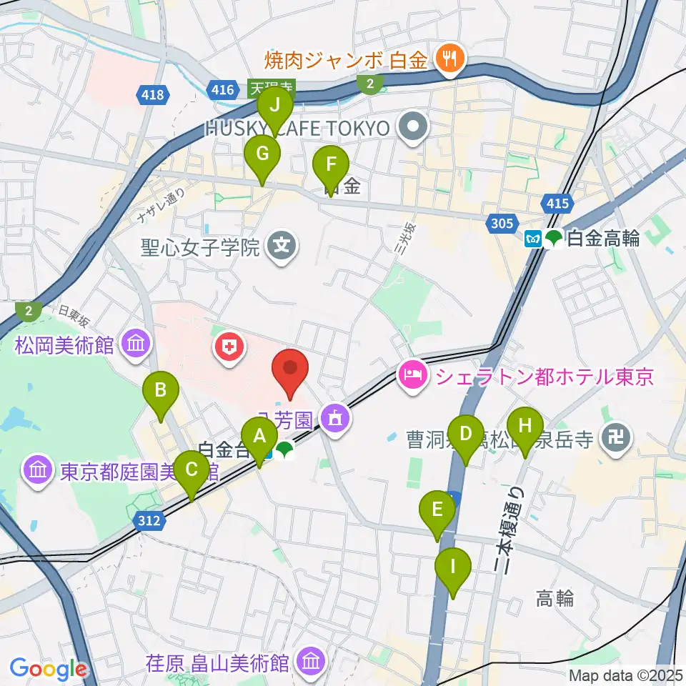 港区立郷土歴史館周辺のコンビニエンスストア一覧地図