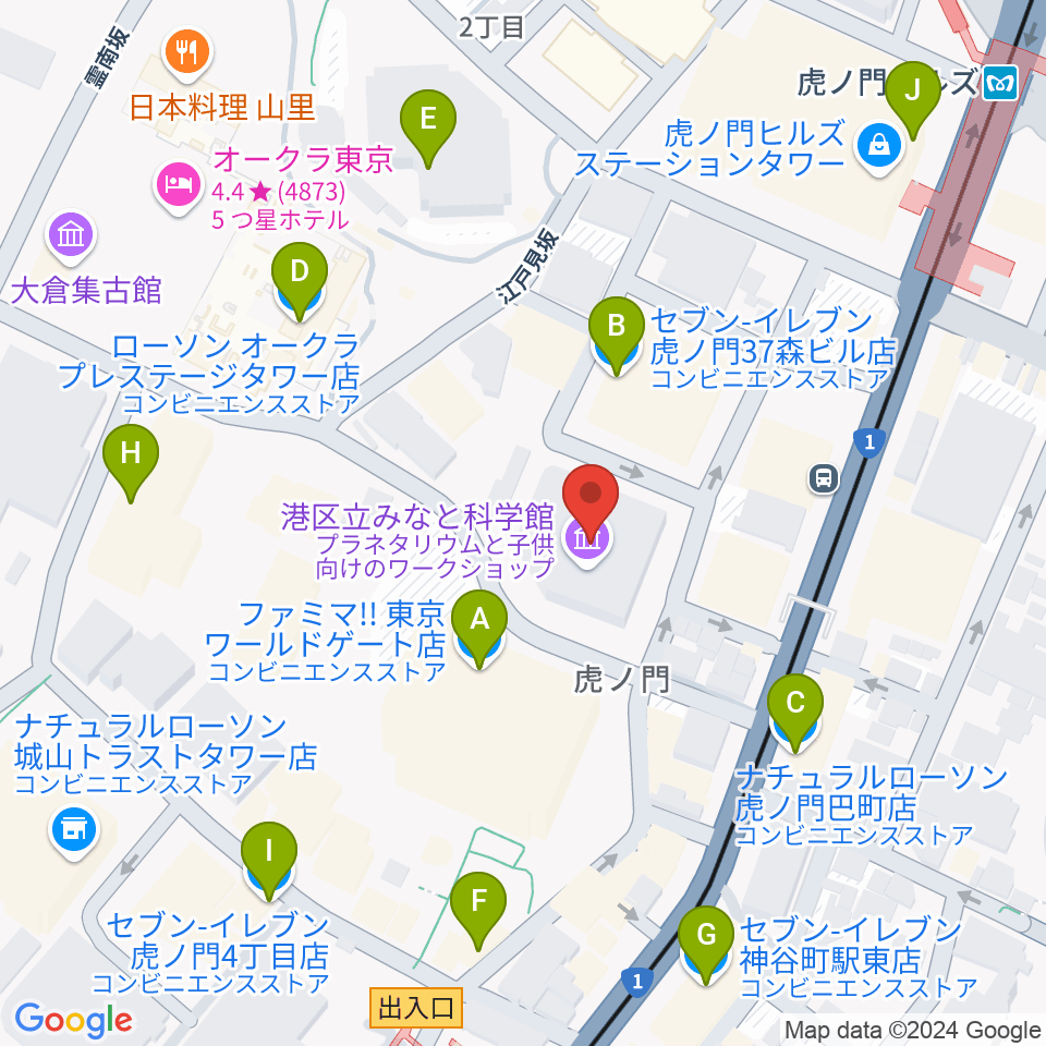 港区立みなと科学館周辺のコンビニエンスストア一覧地図