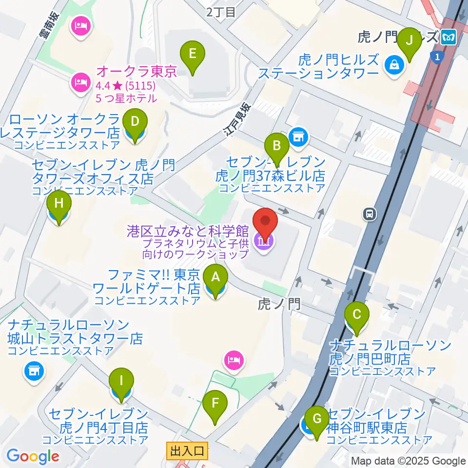 港区立みなと科学館周辺のコンビニエンスストア一覧地図
