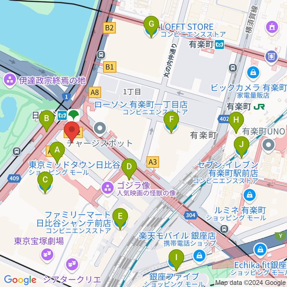 ベヒシュタイン・セントラム 東京周辺のコンビニエンスストア一覧地図