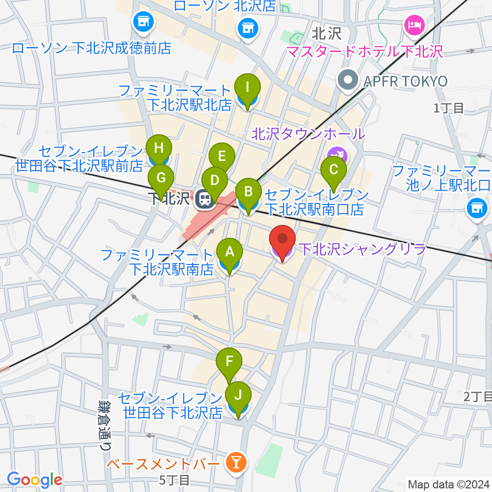 下北沢シャングリラ周辺のコンビニエンスストア一覧地図