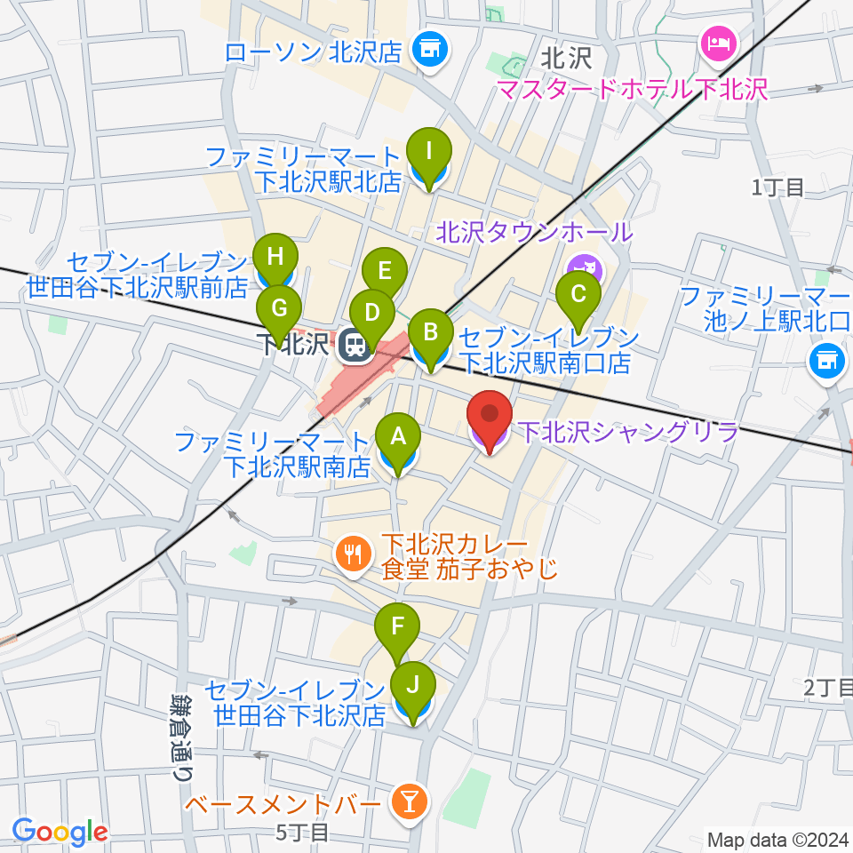 下北沢シャングリラ周辺のコンビニエンスストア一覧地図