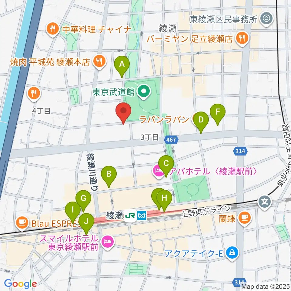 カフェオレーベルスタジオ周辺のコンビニエンスストア一覧地図